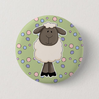 Cute little sheep ewe 6 cm round badge