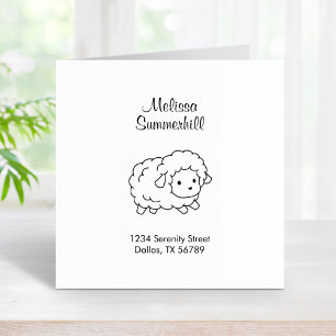 Cute Little Sheep Ewe Colour Me Address Rubber Stamp