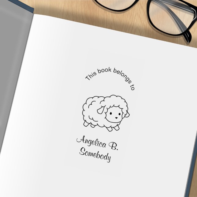 Cute Little Sheep Ewe Colour Me Bookplate Rubber Stamp (Creator Uploaded)