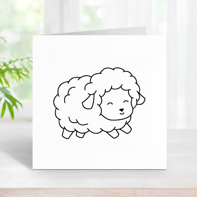 Cute Little Sheep Ewe Colour Me Rubber Stamp (Creator Uploaded)