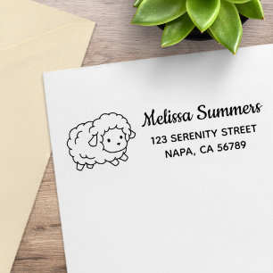 Cute Little Sheep Ewe Return Address Rubber Stamp
