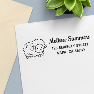 Cute Little Sheep Ewe Return Address Self-inking Stamp