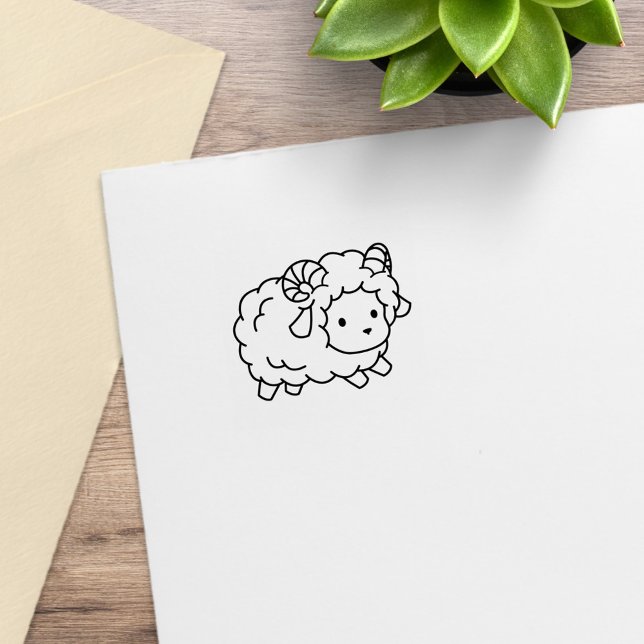 Cute Little Sheep Ram 2 Rubber Stamp (Creator Uploaded)