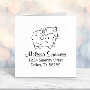 Cute Little Sheep Ram Address Self-inking Stamp