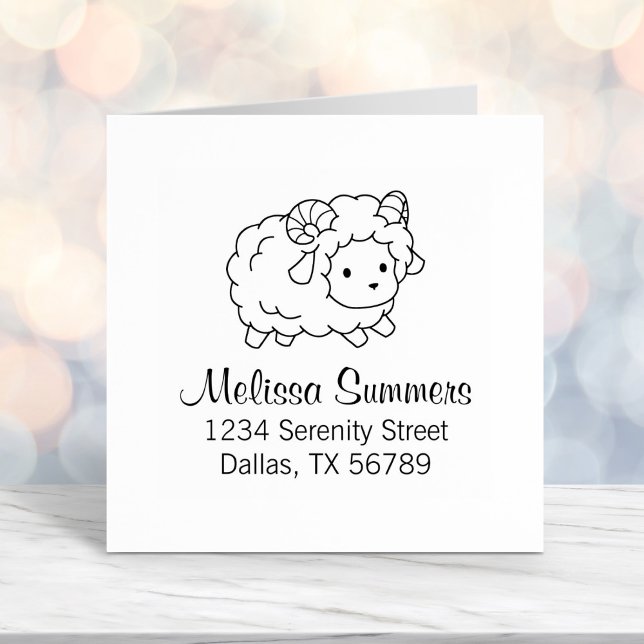 Cute Little Sheep Ram Address Self-inking Stamp (Creator Uploaded)