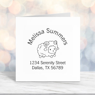 Cute Little Sheep Ram Arch Address Self-inking Stamp