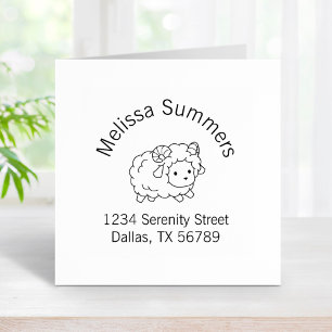Cute Little Sheep Ram Aries Arch Address Rubber Stamp