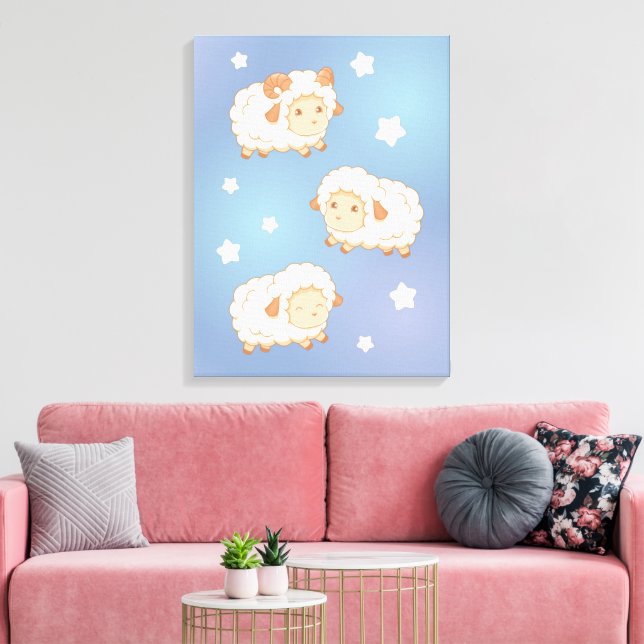 Cute Little Sheep Ram Canvas Print (Insitu(LivingRoom))