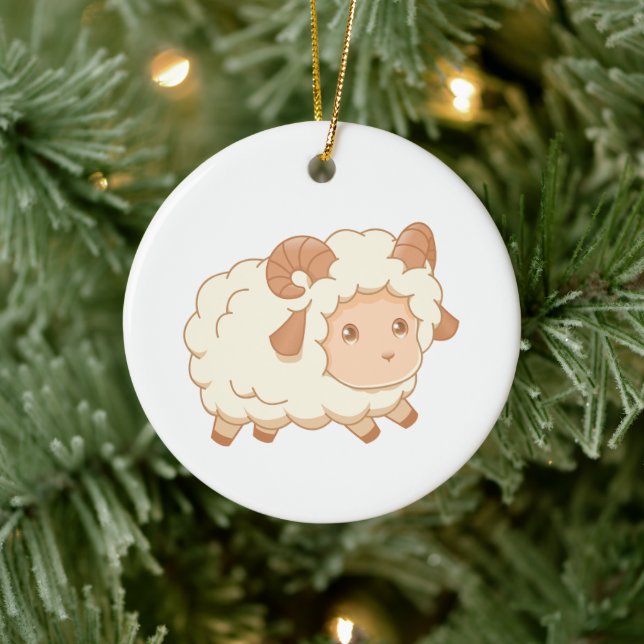 Cute Little Sheep Ram Ceramic Tree Decoration (Tree)