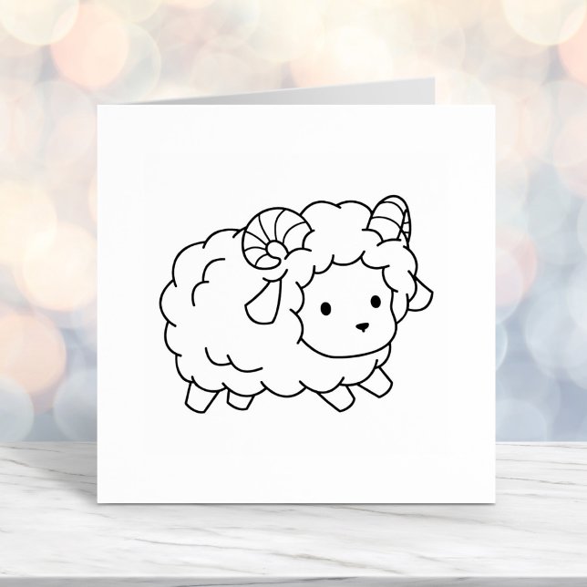 Cute Little Sheep Ram Colour Me Self-inking Stamp (Creator Uploaded)