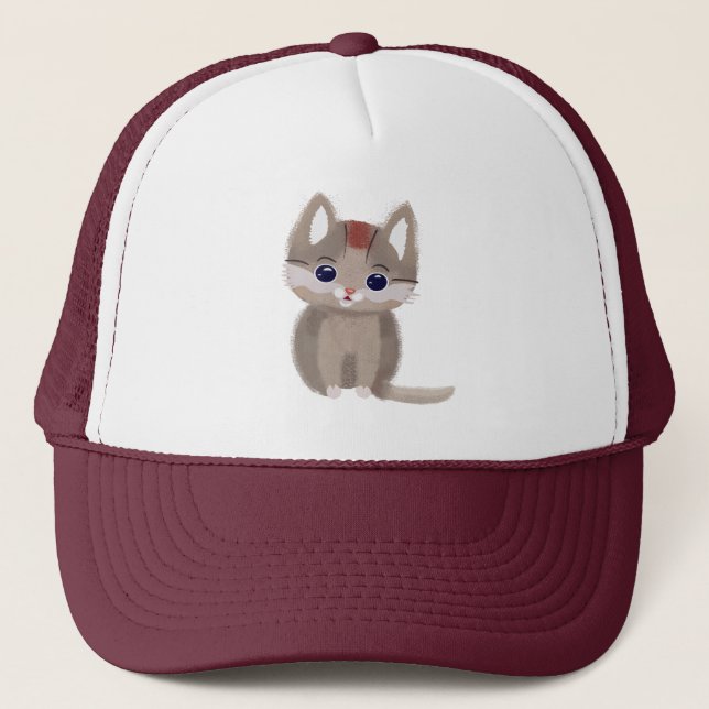 Cute little simple kitten trucker hat (Front)