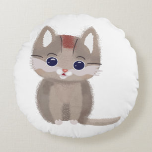 Cute little simplistic kitten round cushion