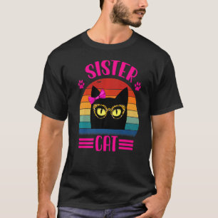 Cute Little Sister Cat With Leopard Glasses Retro  T-Shirt