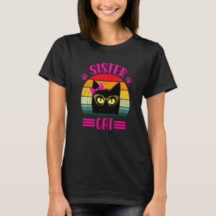 Cute Little Sister Cat With Leopard Glasses Retro T-Shirt