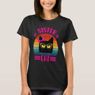 Cute Little Sister Cat With Leopard Glasses Retro T-Shirt