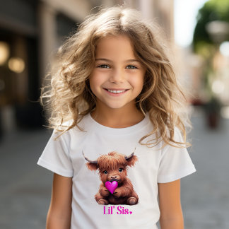 Cute Little Sister Pink Baby Cow Toddler T-Shirt