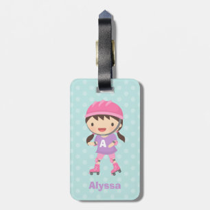 Cute Little Skater Girl Personalised Luggage Tag