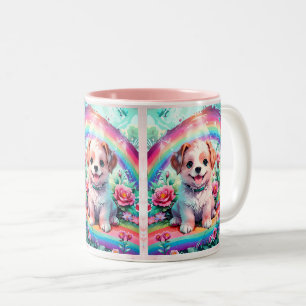 Cute Little Small Puppy Dog Pencil Art Two-Tone Coffee Mug