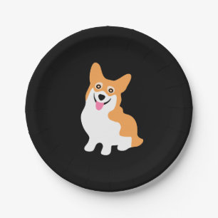 Cute Little Smiling Corgi Puppy Paper Plate