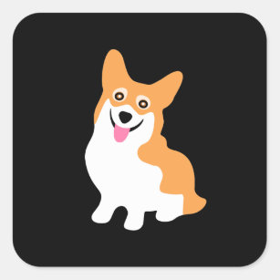 Cute Little Smiling Corgi Puppy Square Sticker