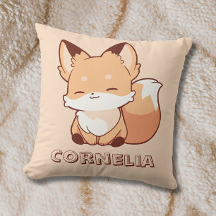 Cute Little Smiling Fox Personalized Name  Cushion