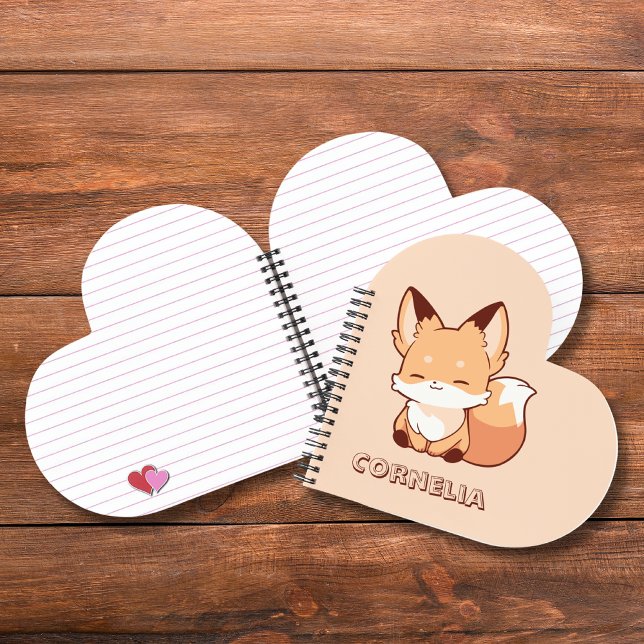 Cute Little Smiling Fox Personalized Name  Notebook (Creator Uploaded)