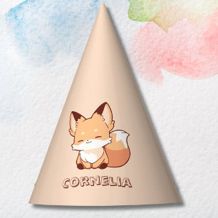 Cute Little Smiling Fox Personalized Name Party Hat