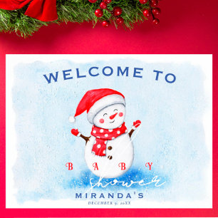 Cute Little Snowman Welcome to Winter Baby Shower  Poster