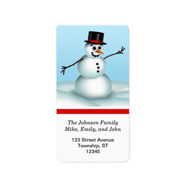 Cute Little Snowman Winter Return Address Labels (Front)