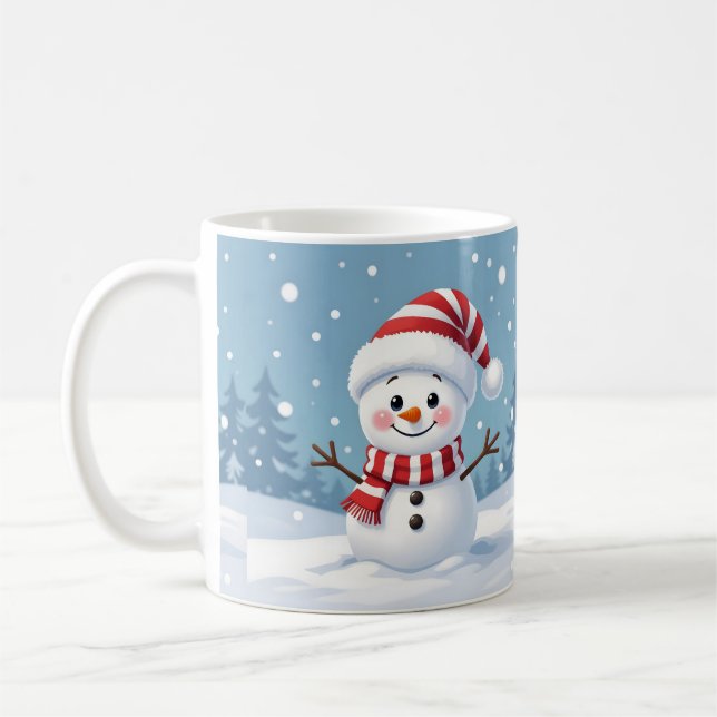 Cute little snowman with scarf & hat coffee mug (Left)