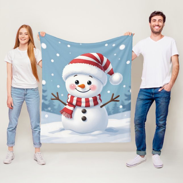 Cute little snowman with scarf & hat fleece blanket (In Situ)
