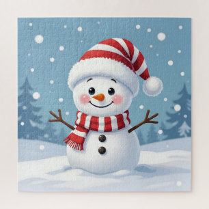 Cute little snowman with scarf & hat jigsaw puzzle