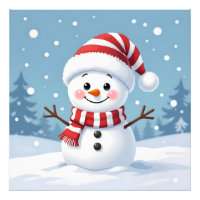 Cute little snowman with scarf & hat