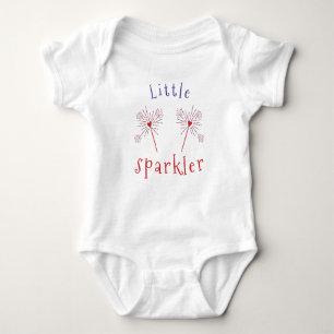 Cute Little Sparkler Heart Red White Blue Baby Bodysuit