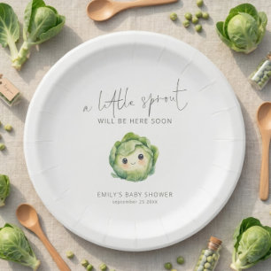 Cute Little Sprout Locally Grown Baby Shower Paper Plate