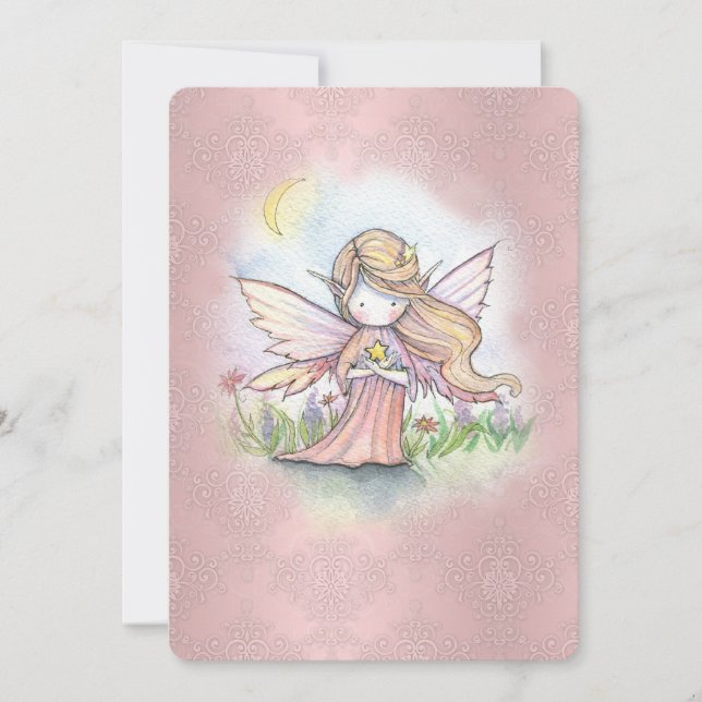 Cute Little Star Fairy Girls Birthday Party Invite (Front)