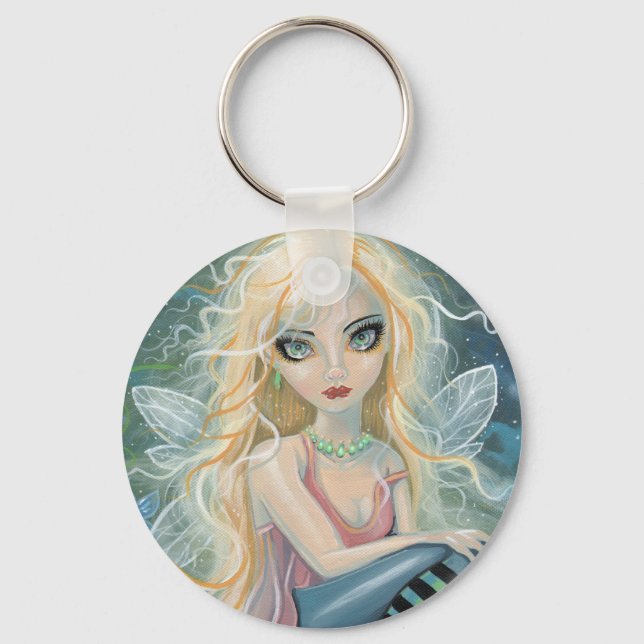 Cute Little Starlight Fairy Fantasy Art Key Ring (Front)
