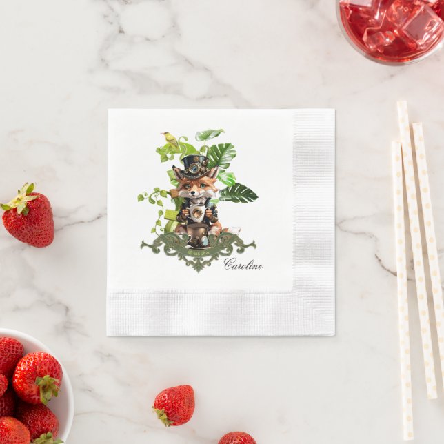 Cute little steampunk fox  napkin (Insitu)