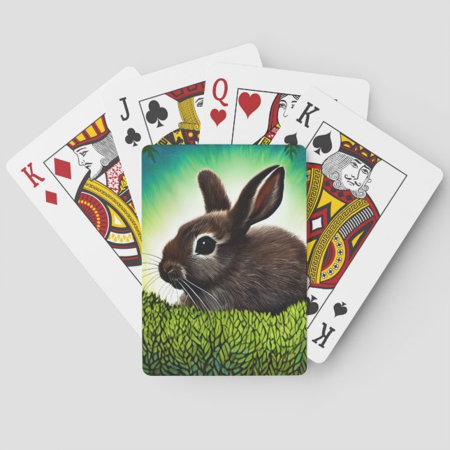 Cute Little Storybook Bunny Playing Cards (Back)