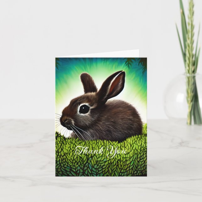 Cute Little Storybook Bunny Thank You Card (Front)