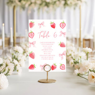 Cute Little Strawberry Bow Baby Girl Table Number