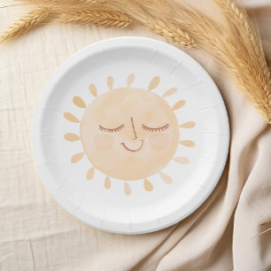 Cute Little Sun Boho Baby Shower Paper Plate