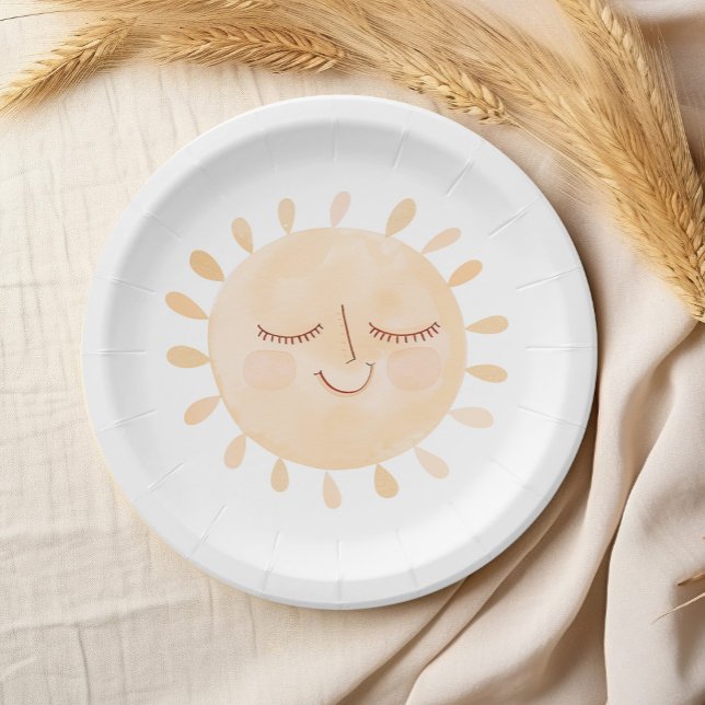 Cute Little Sun Boho Baby Shower Paper Plate (Cute Little Sun Boho Baby Shower Paper Plates )
