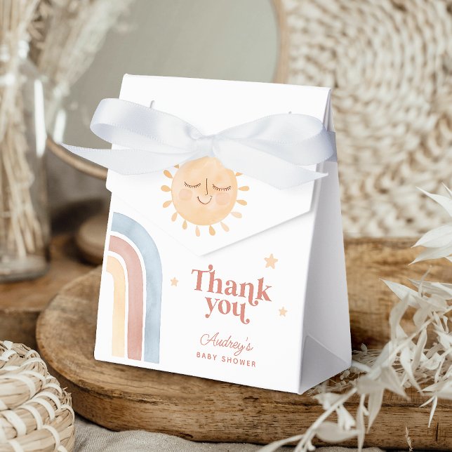 Cute Little Sun & Rainbow Boho Baby Shower Favour Box (Cute Little Sun & Rainbow Boho Baby Shower Favor Boxes)