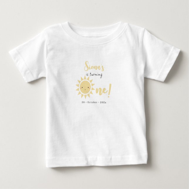 Cute Little Sunshine 1st Birthday Baby T-Shirt (Front)