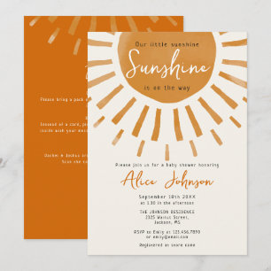 Cute Little Sunshine All In One Baby Shower Invitation