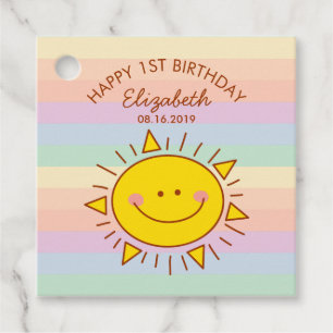 Cute Little Sunshine Baby First Birthday Party Favour Tags
