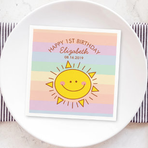 Cute Little Sunshine Baby First Birthday Party Napkin