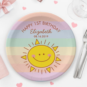 Cute Little Sunshine Baby First Birthday Party Paper Plate