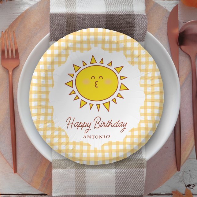 Cute Little Sunshine Kids Happy Birthday Party Paper Plate (Creator Uploaded)